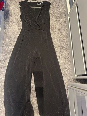 Calvin Klein Black Glitter Wide-Leg Jumpsuit